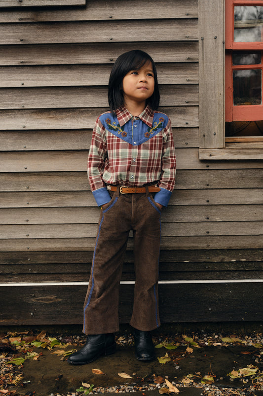 Corduroy Western Slim Flared Pant