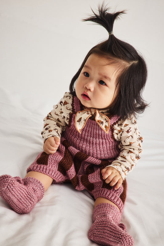 Baby Circus Stripe Romper - Antique Rose
