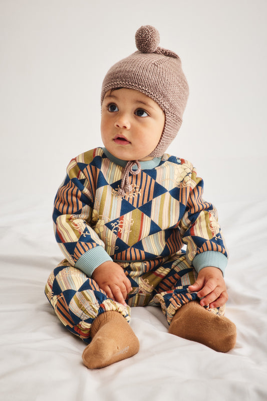 Baby Crewneck Sweatshirt - Marine Blue Tessellation
