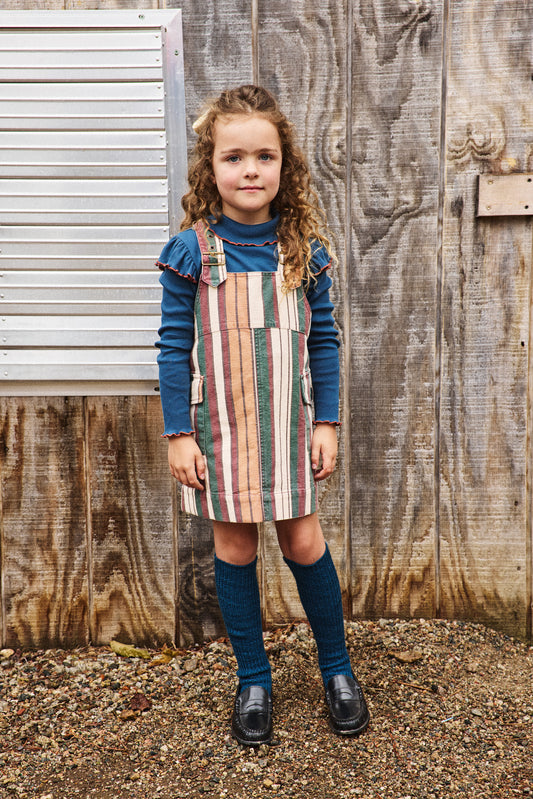 Canvas Buckle Jumper Dress - String Afterschool Stripe