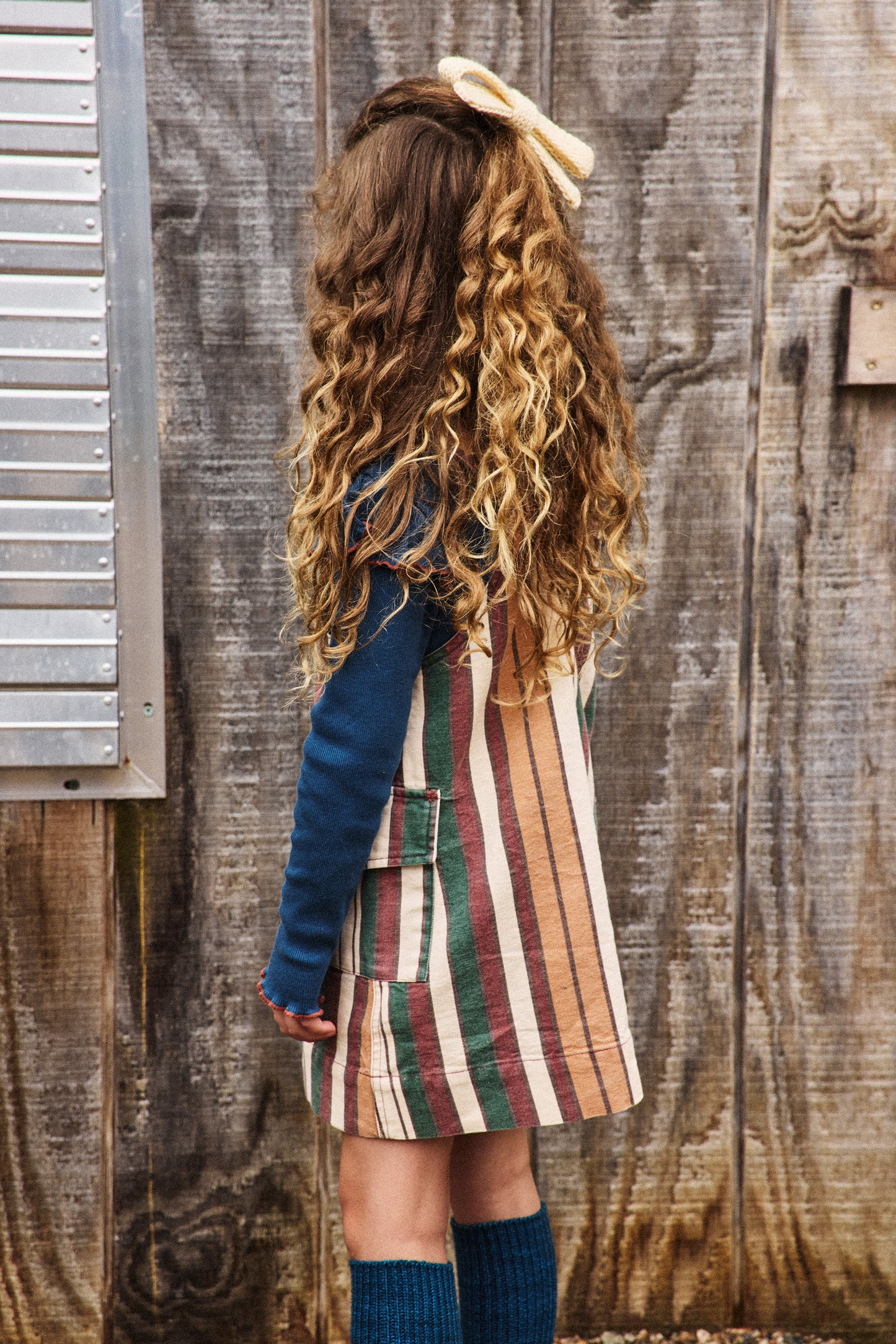 Canvas Buckle Jumper Dress - String Afterschool Stripe