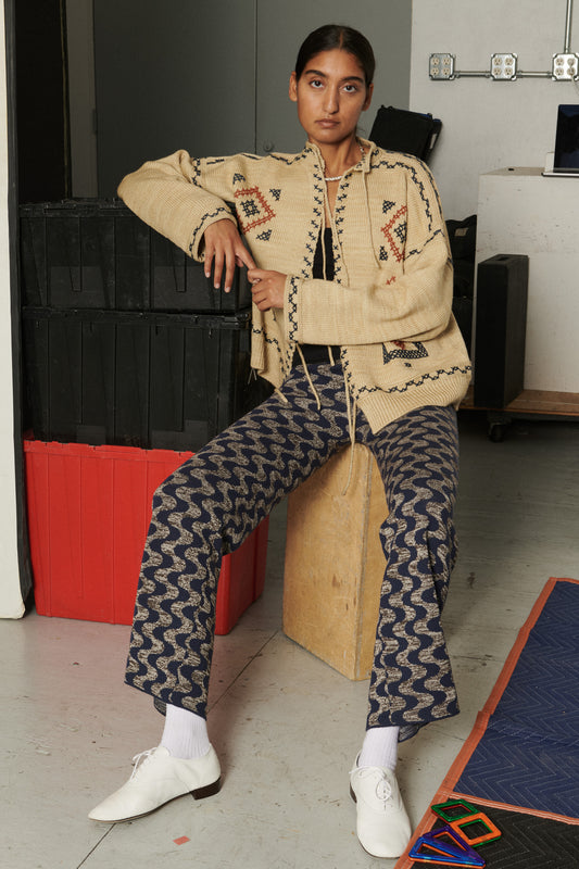 Cross Stitch Bjorn Cardigan - Alabaster