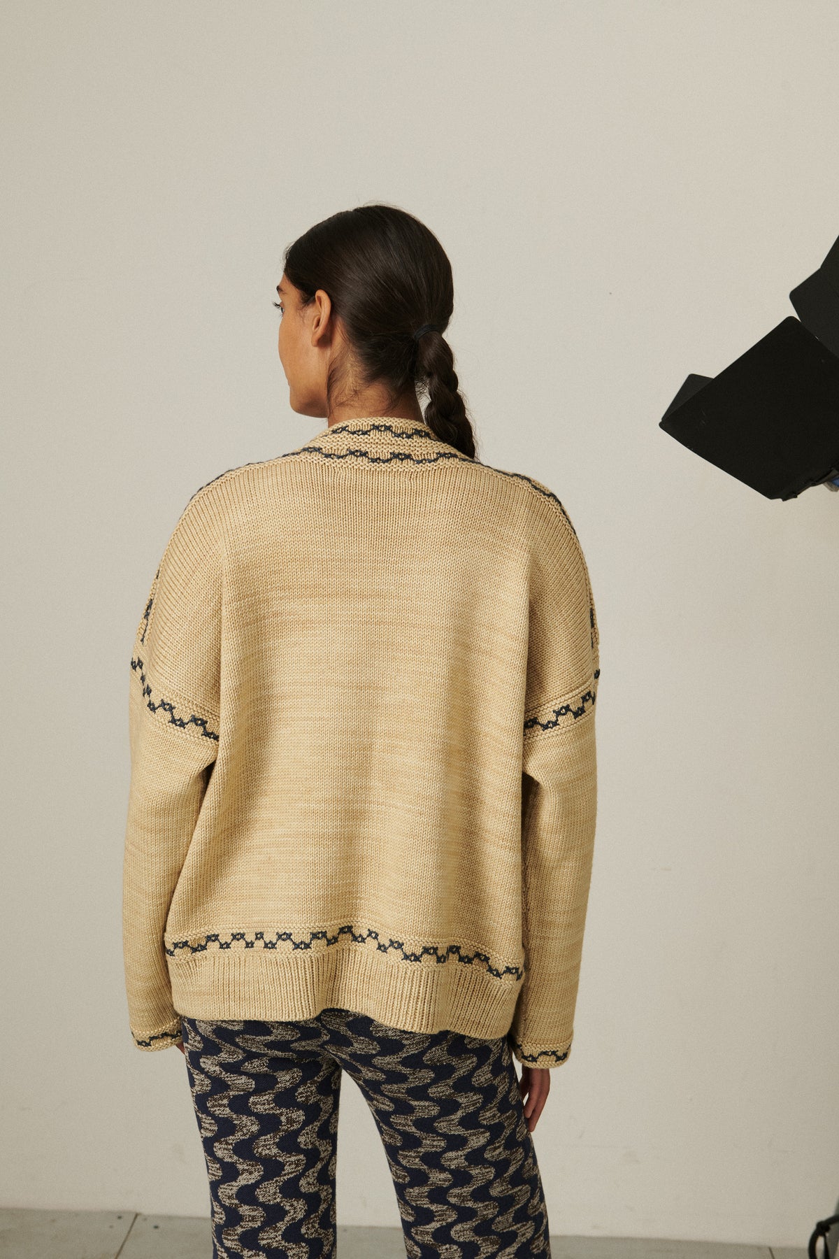 Cross Stitch Bjorn Cardigan - Alabaster