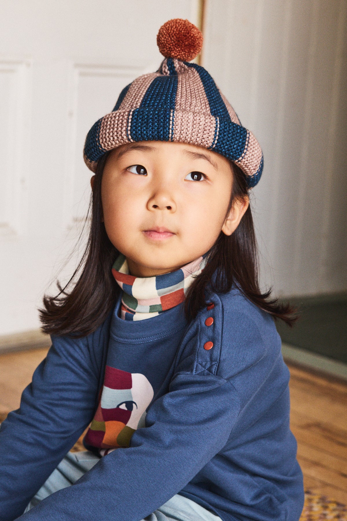 Oiseau Long Sleeve Boxy Top - Marine Blue