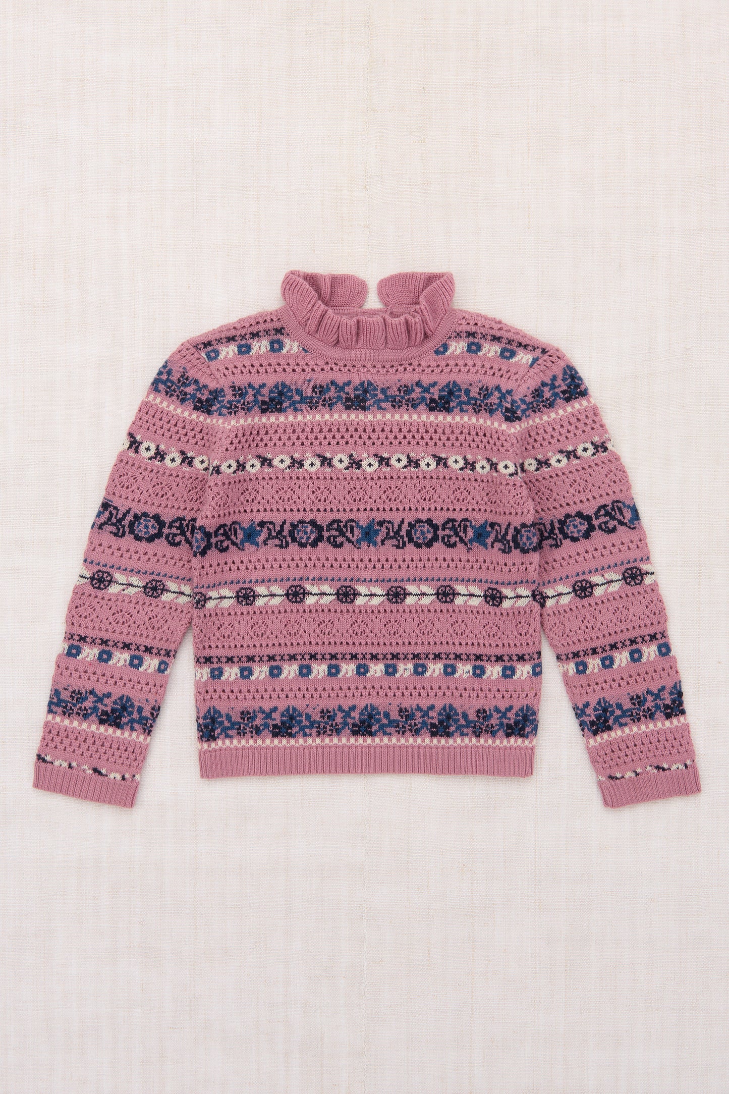 Pamela Sweater - Antique Rose Eyelet Ribbon