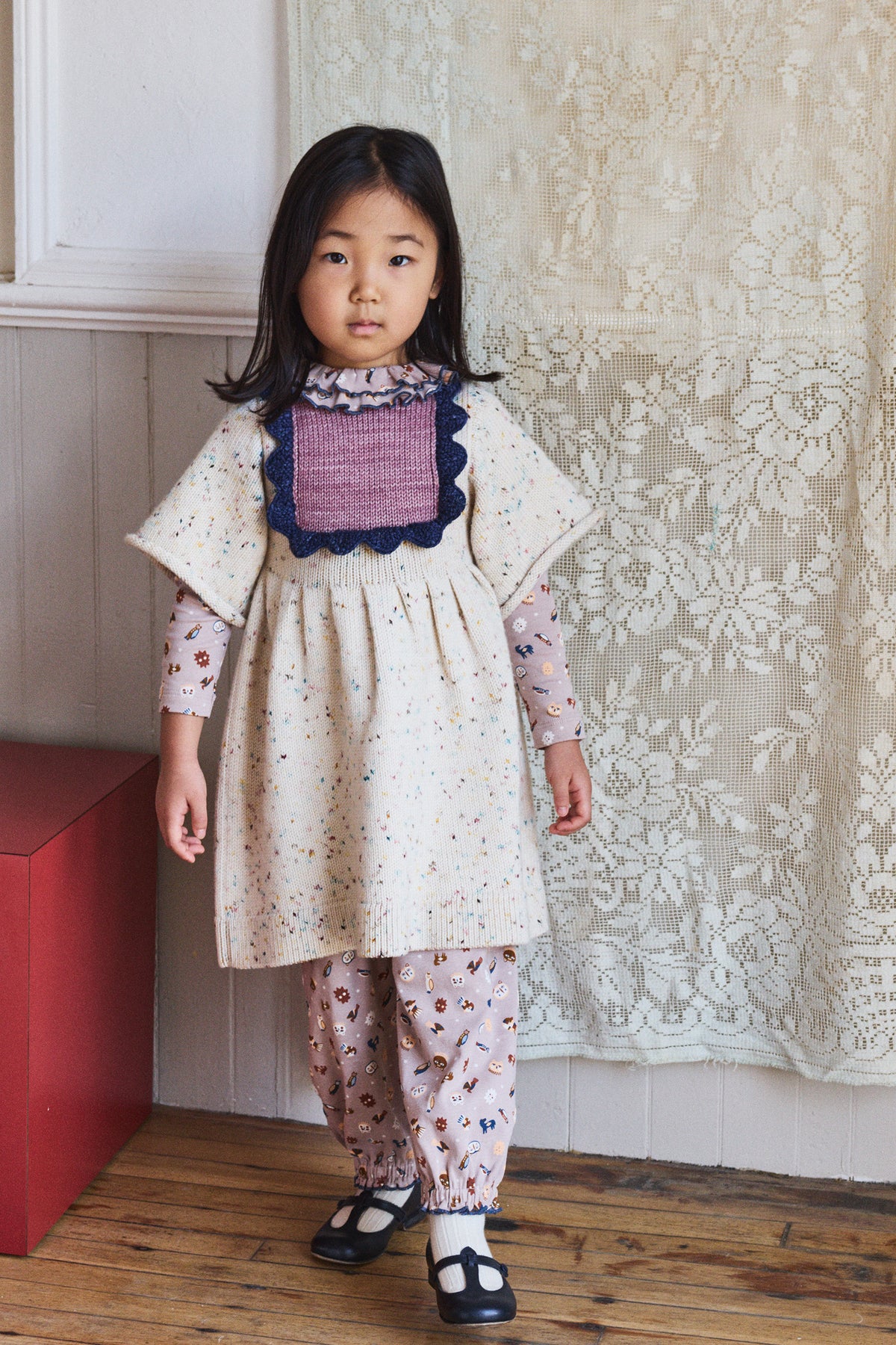 Scallop Bib Dress - Snowglobe Confetti