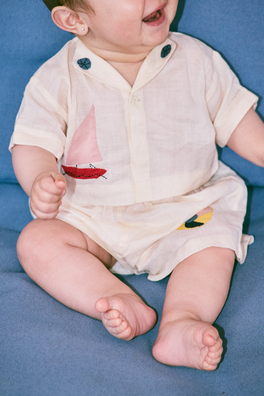 Baby Seaside Button Top