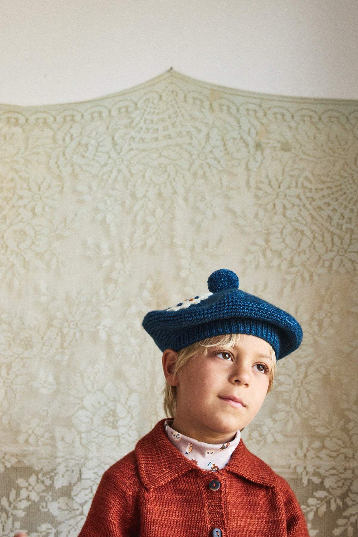 Étoile Crochet Beret - Marine Blue