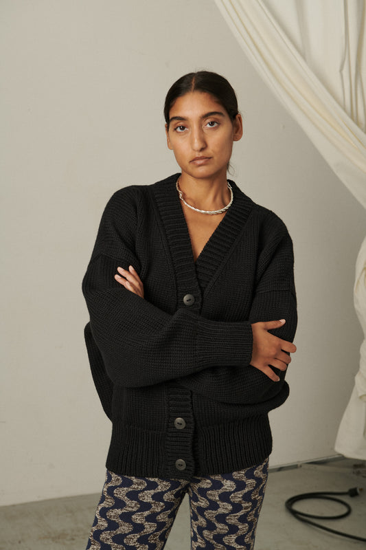 V-Neck Cardigan - Carbon