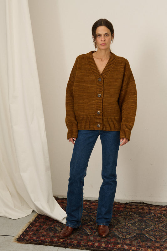 V-Neck Cardigan - Nutmeg