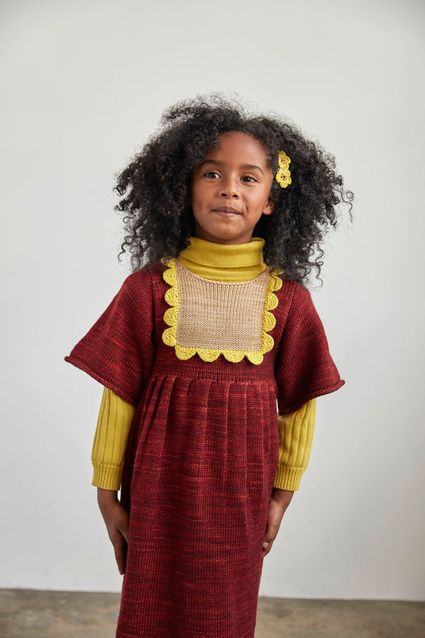 Scallop Bib Dress - Brick