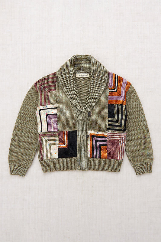 Patchwork Shawl Collar Cardigan