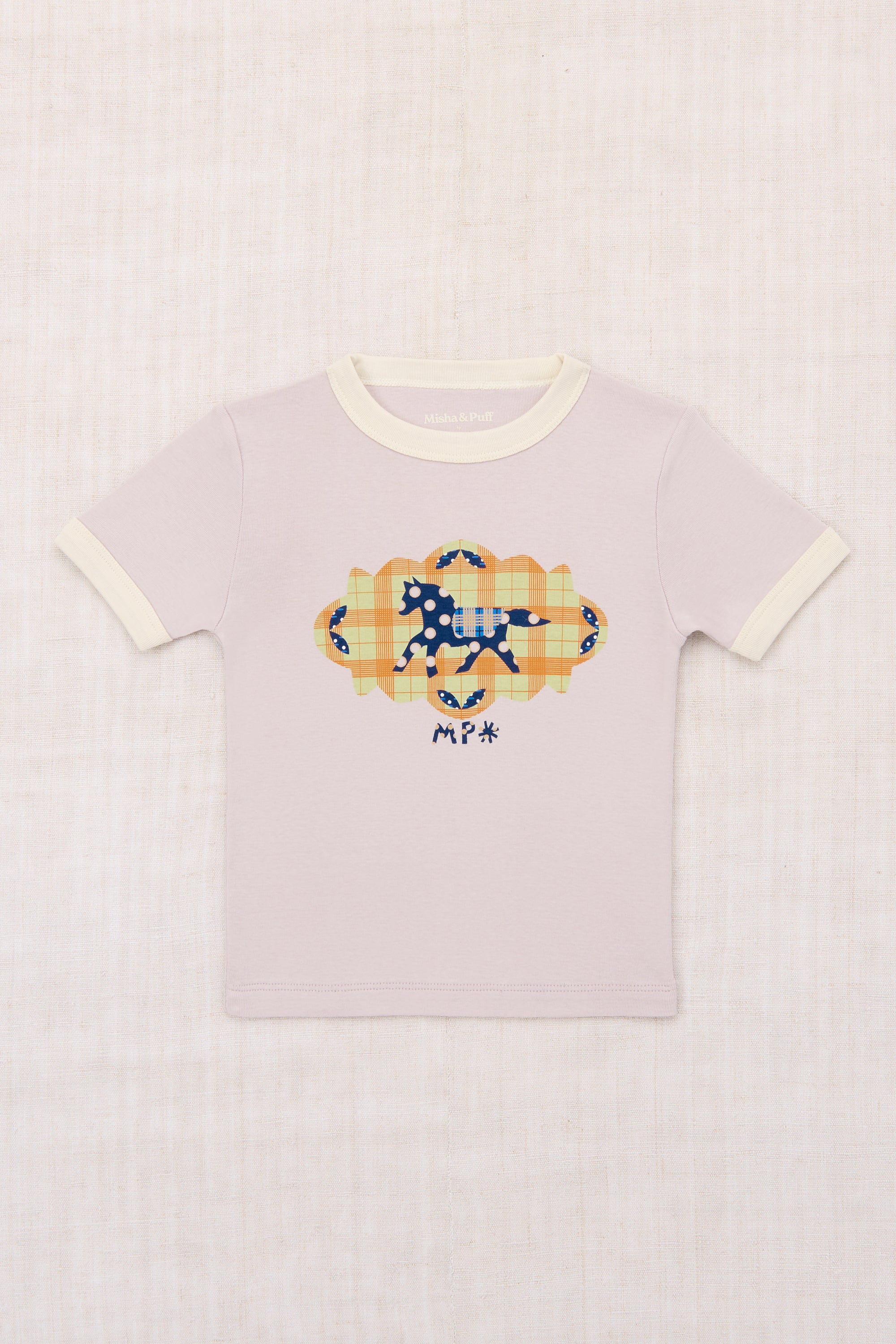 トップス Misha&Puff Horse Collage Ringer Tee 5y トップス Misha&Puff Horse Collage Ringer Tee 5y Horse Trot Collage