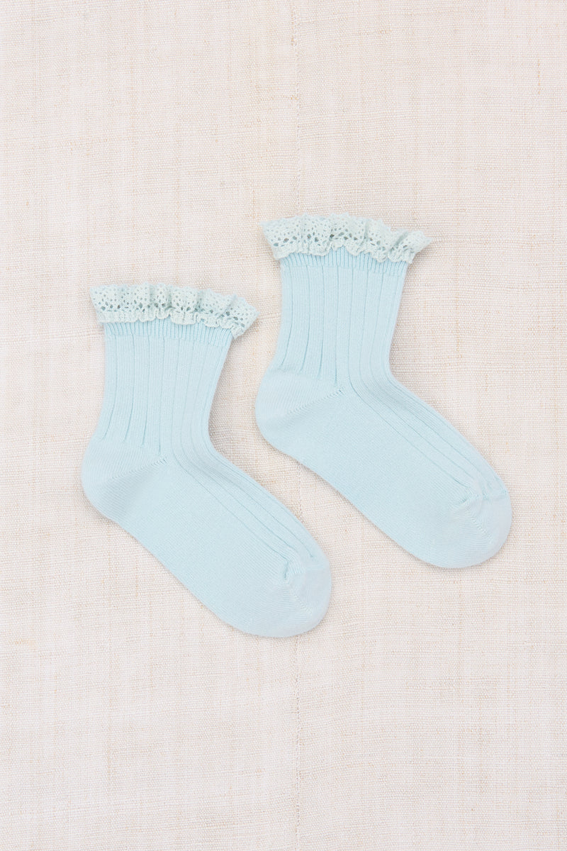 Lili Lace Trim Ribbed Ankle Socks