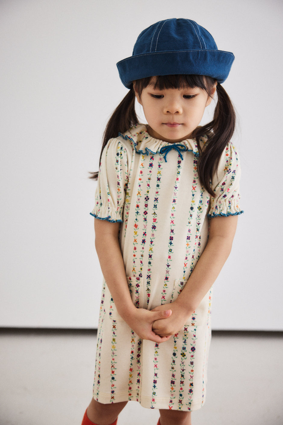 KIDS MIDI DRESS WITH PUFF SLEEVE 4-10 BOTANICAL NOVELLA