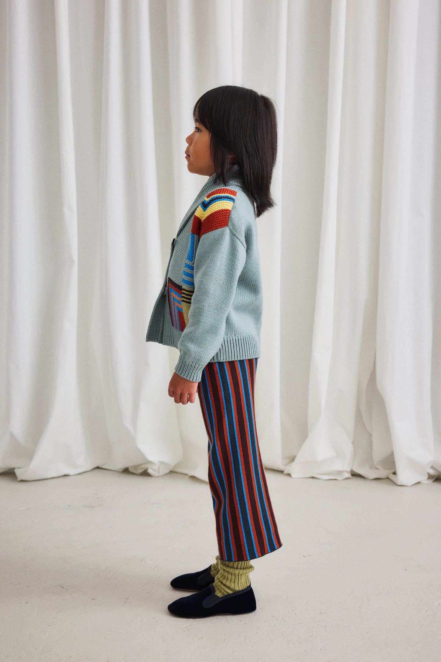 Patchwork Shawl Collar Cardigan