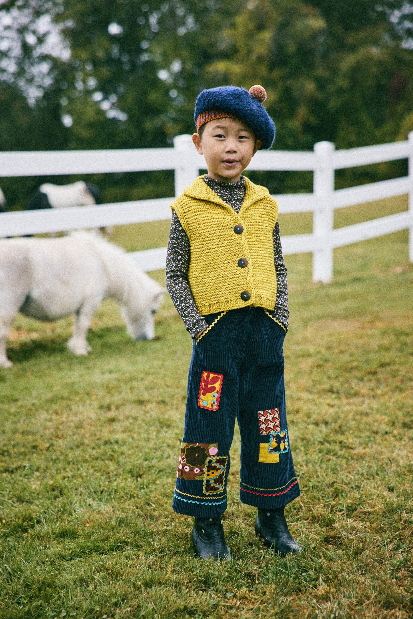 Corduroy Patchwork Kickstand Pant