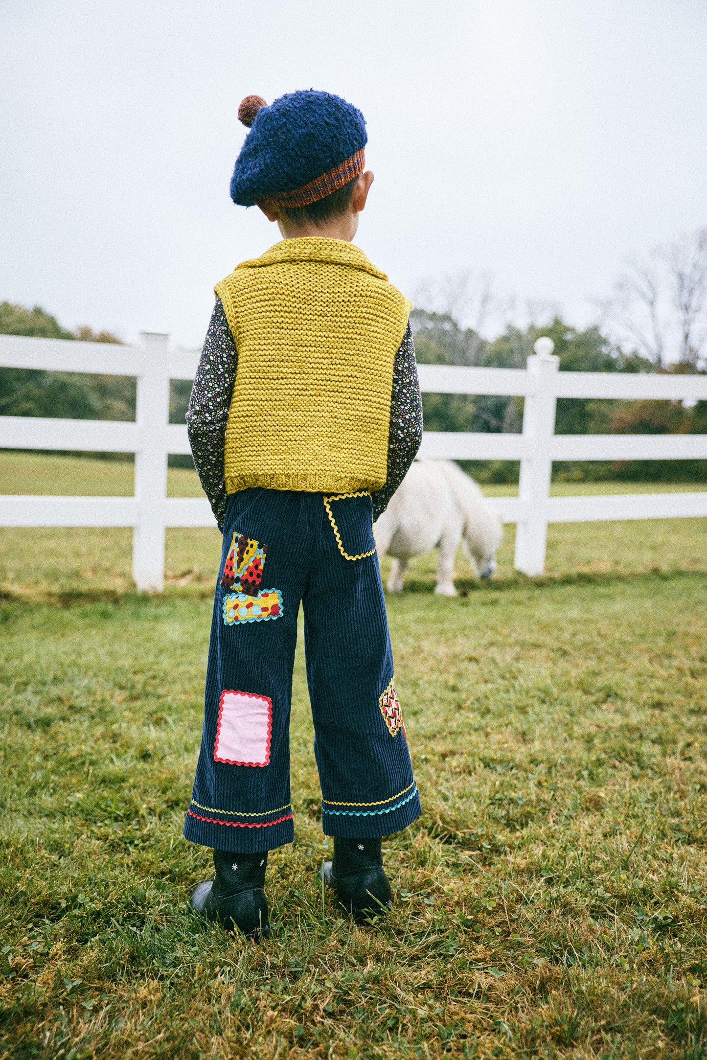 Corduroy Patchwork Kickstand Pant