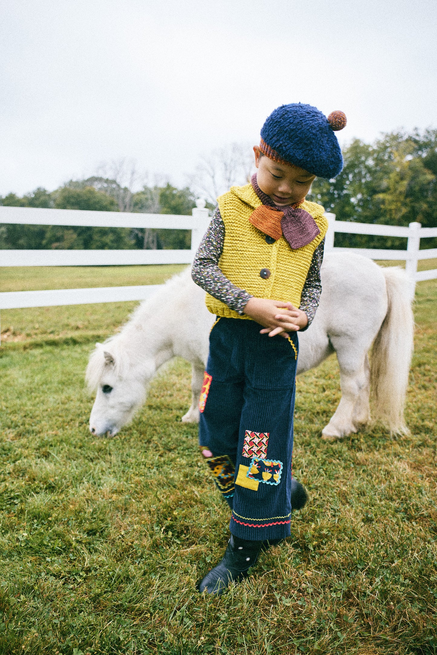 Corduroy Patchwork Kickstand Pant