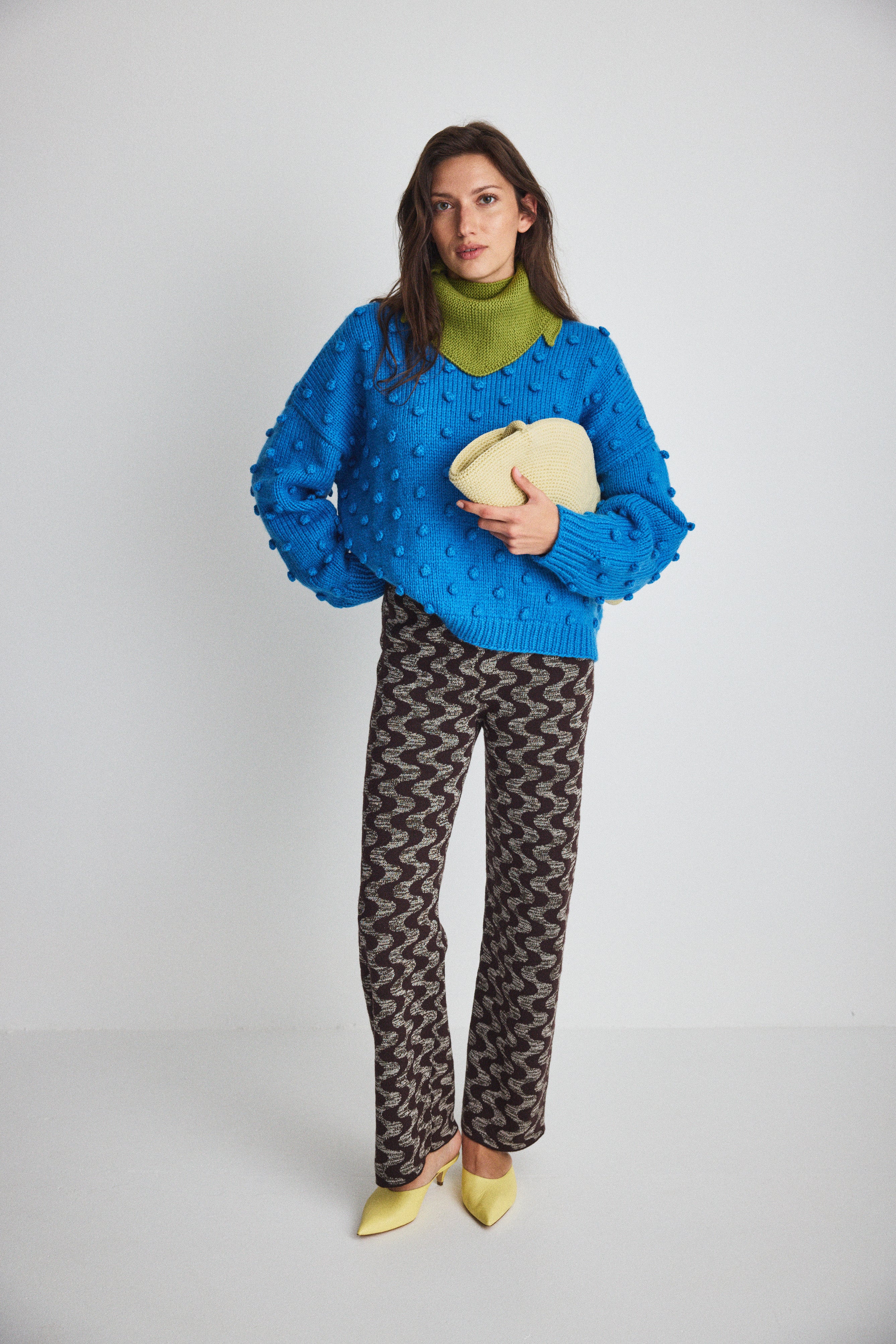 Misha&puff ポップコーンknitボンネット 水色 Puff Popcorn Sweater – Misha & Puff