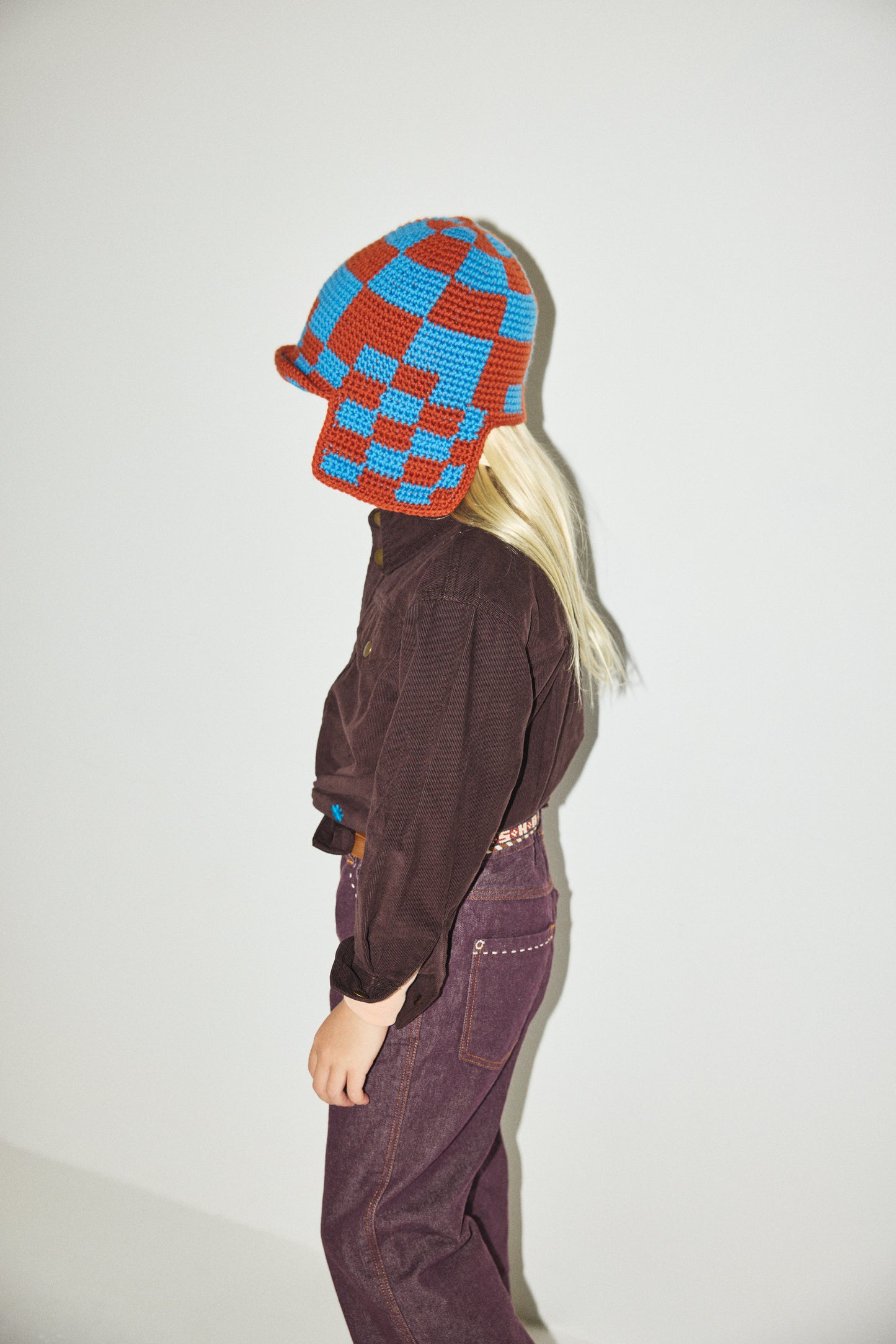 Checkered Crochet Rover Cap