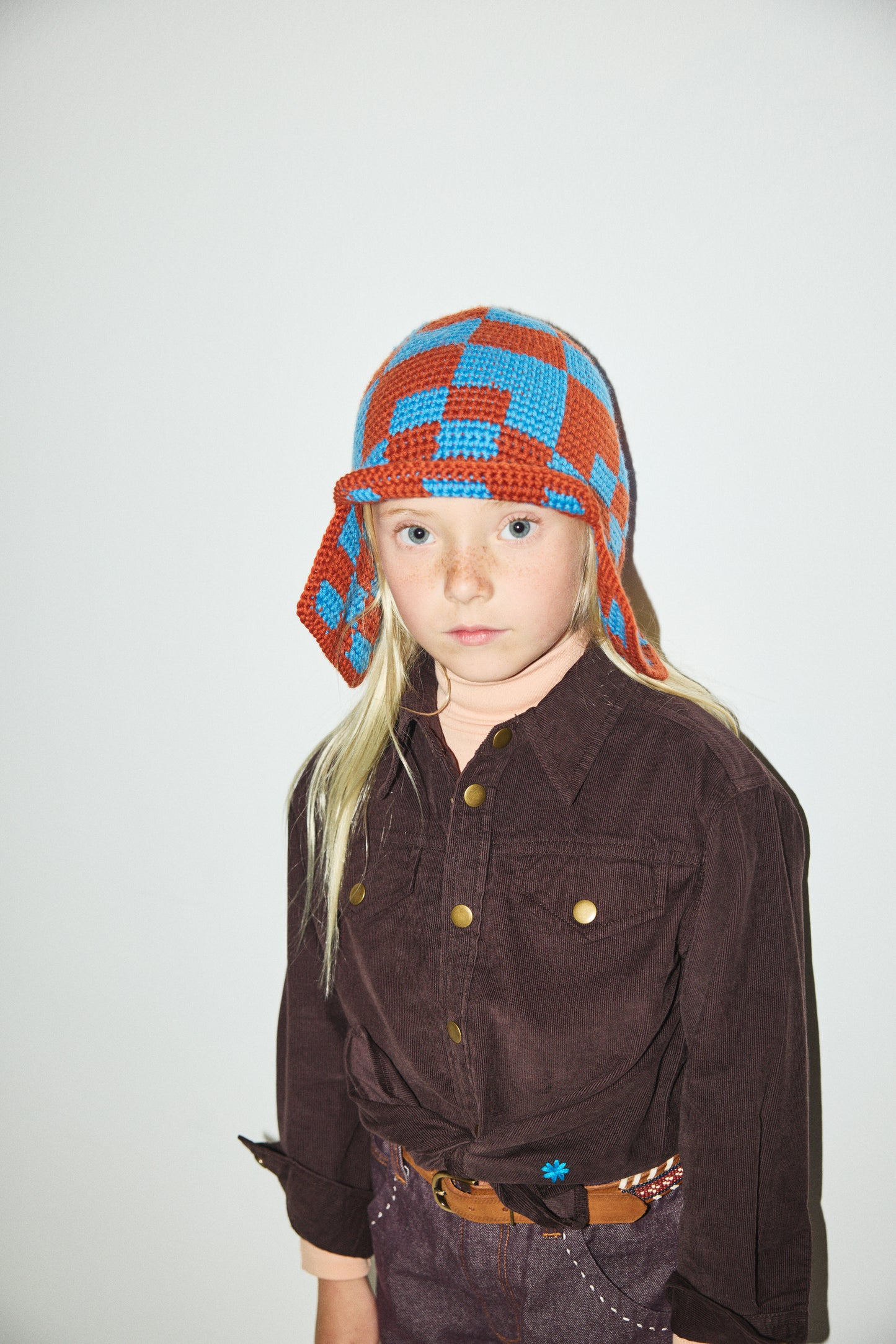 Checkered Crochet Rover Cap