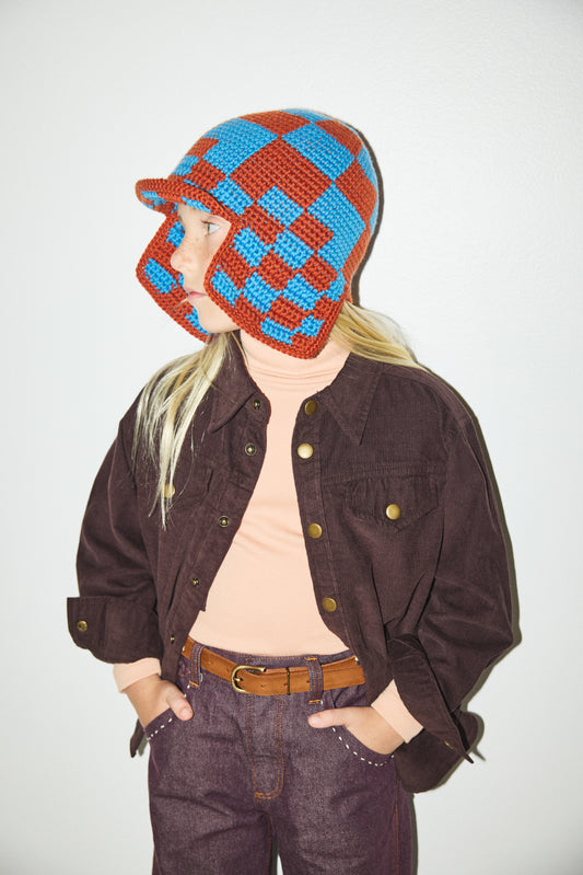 Checkered Crochet Rover Cap