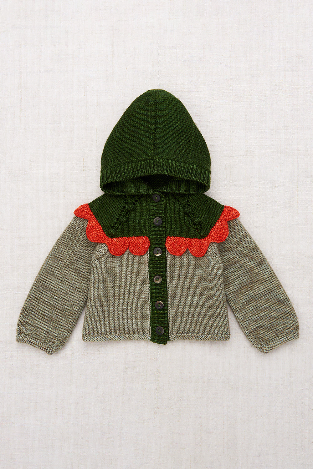 Baby Scallop Yoke Hooded Cardigan