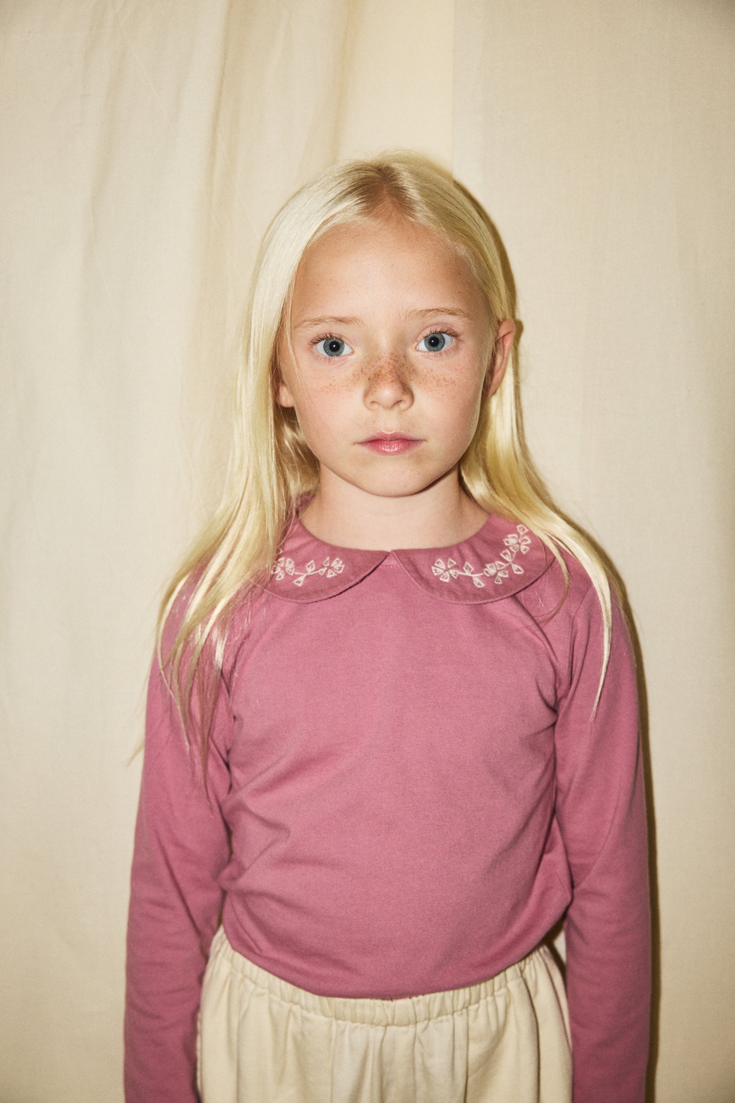 Embroidered Peter Pan Top