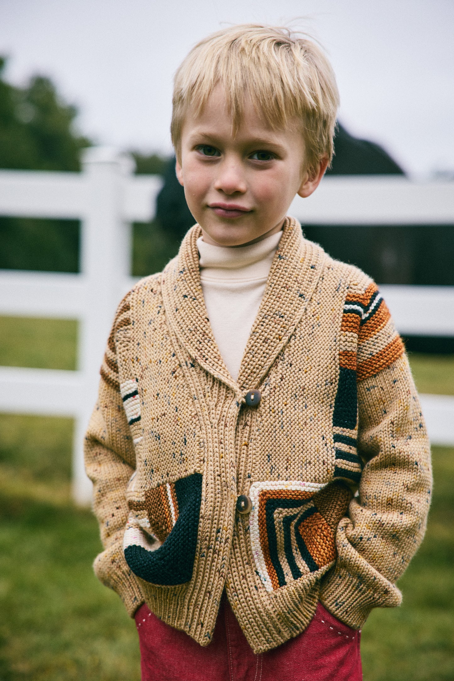 Patchwork Shawl Collar Cardigan