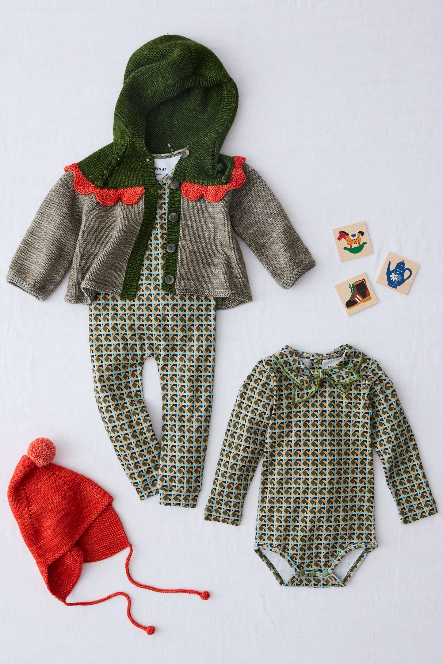 Baby Scallop Yoke Hooded Cardigan