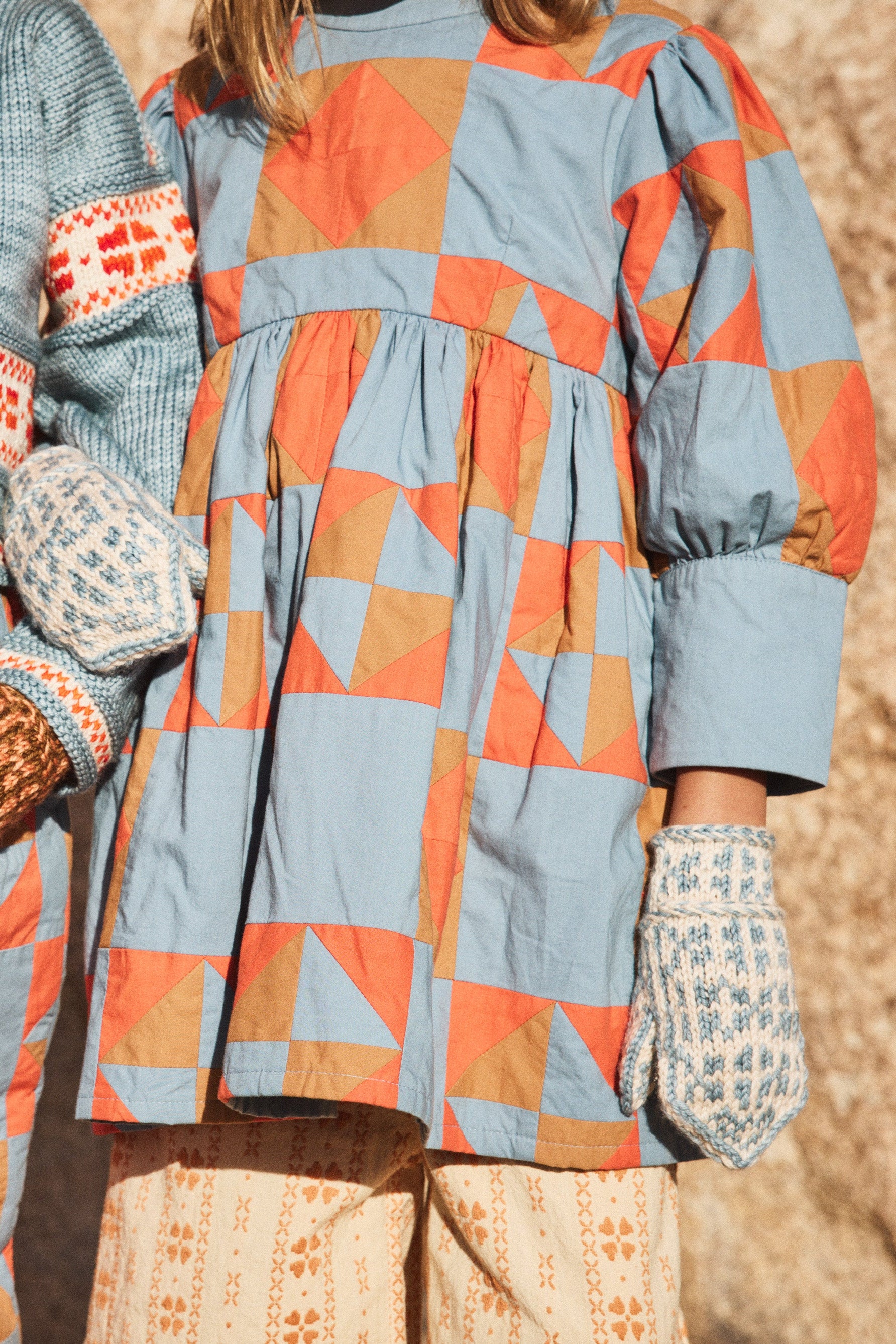 orange patchwork dress Long orange patchwork dress