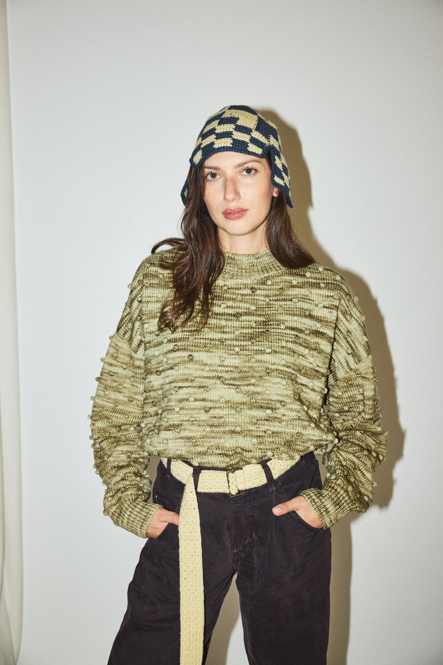 Checkered Crochet Rover Cap