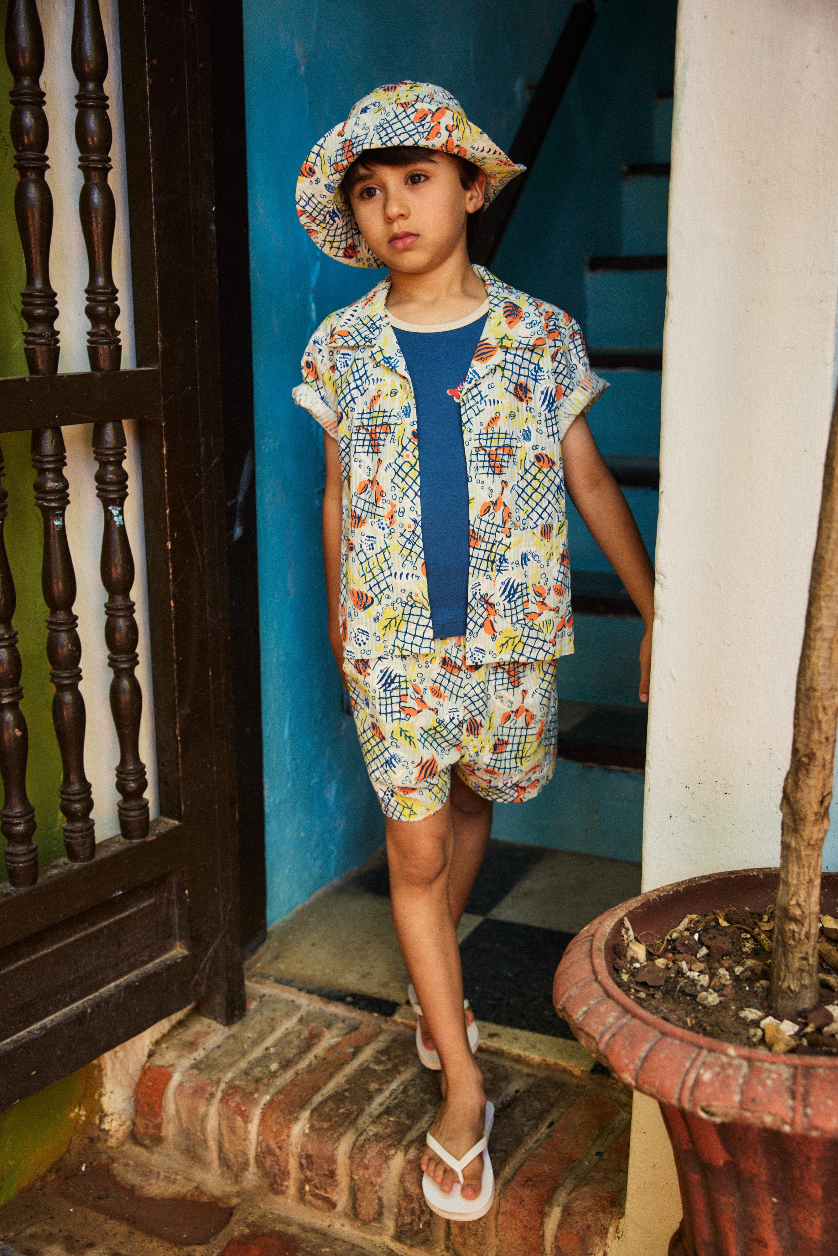 Seersucker Bucket Hat – Misha & Puff