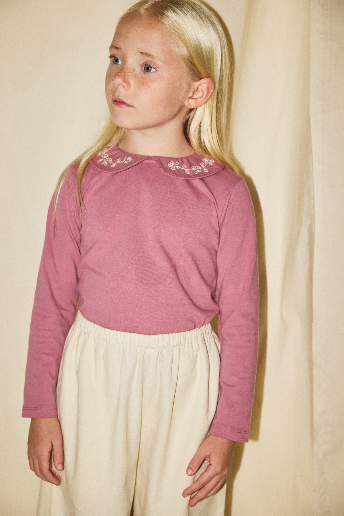 Embroidered Peter Pan Top