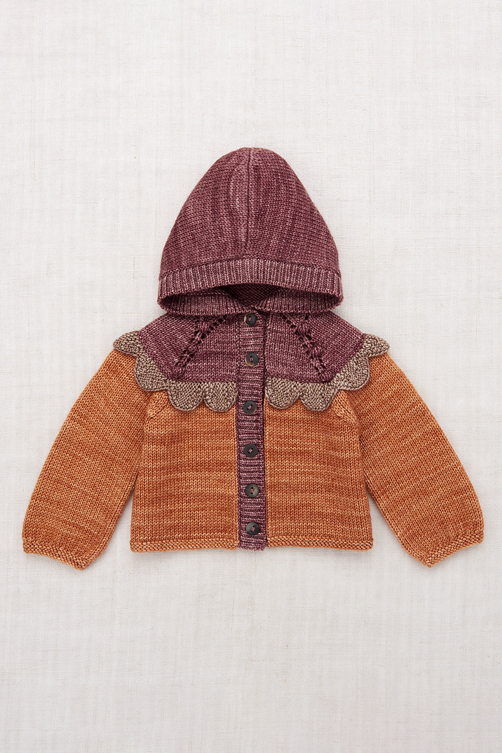 Baby Scallop Yoke Hooded Cardigan