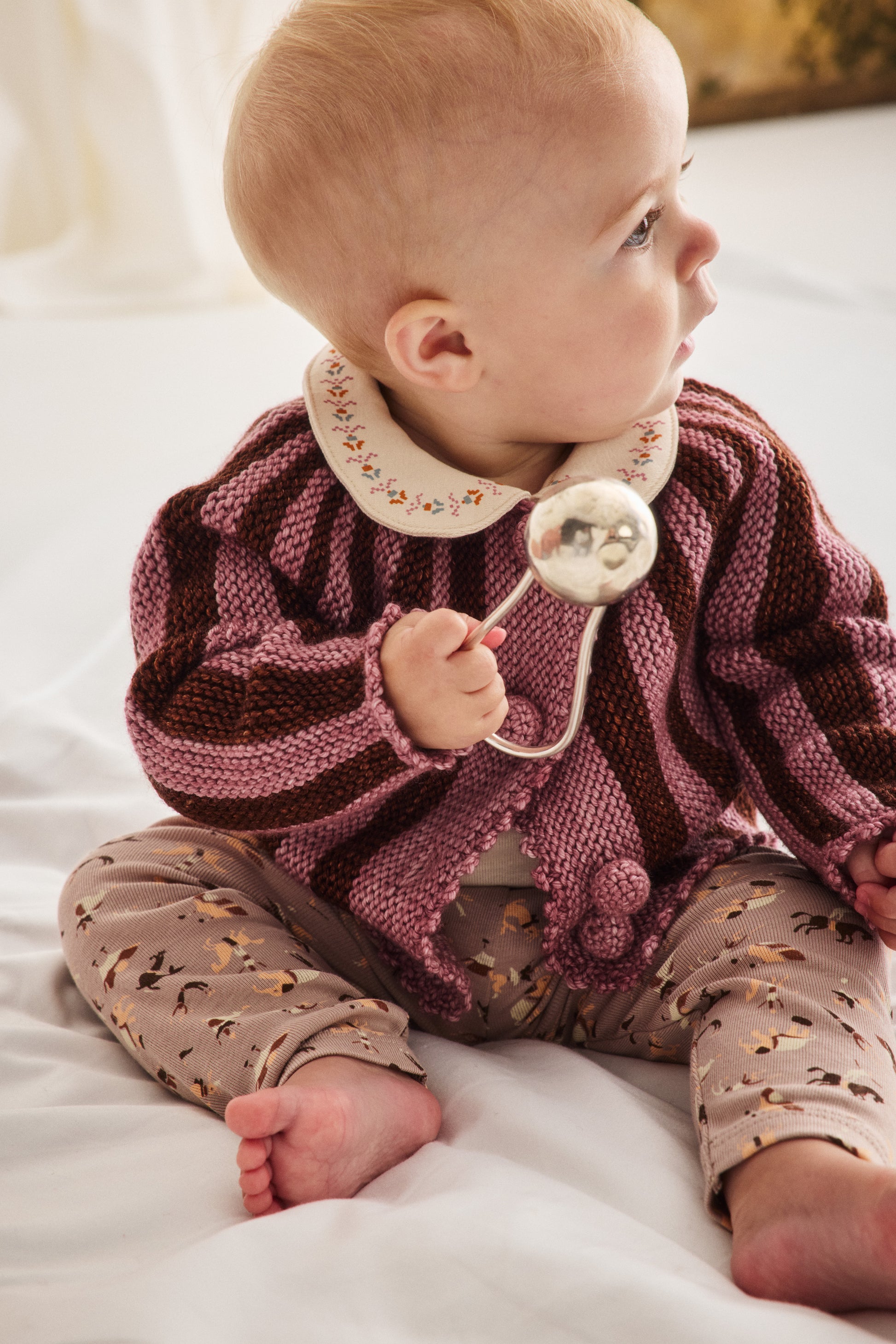 Baby Circus Stripe Cardigan - Antique Rose