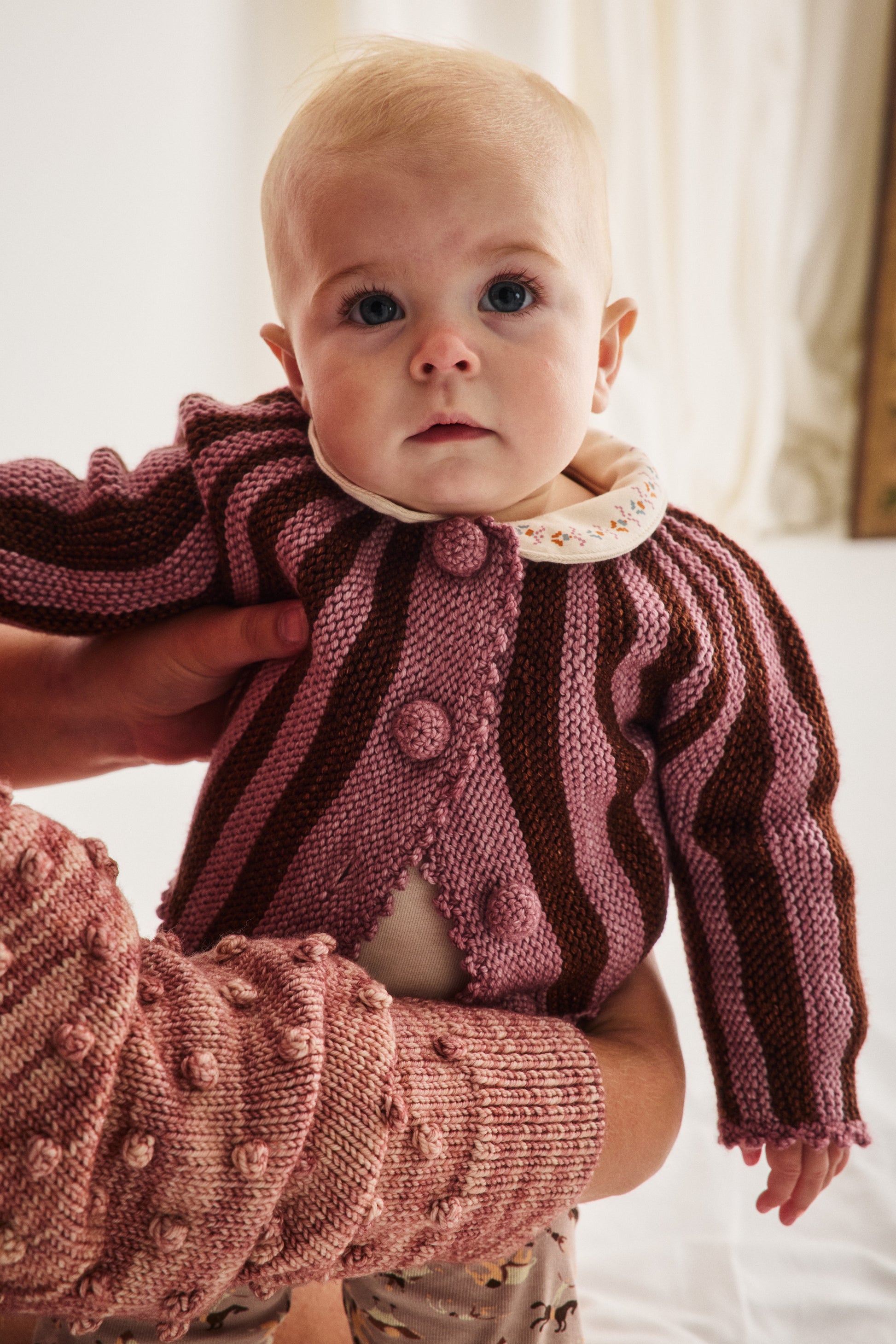 Baby Circus Stripe Cardigan - Antique Rose