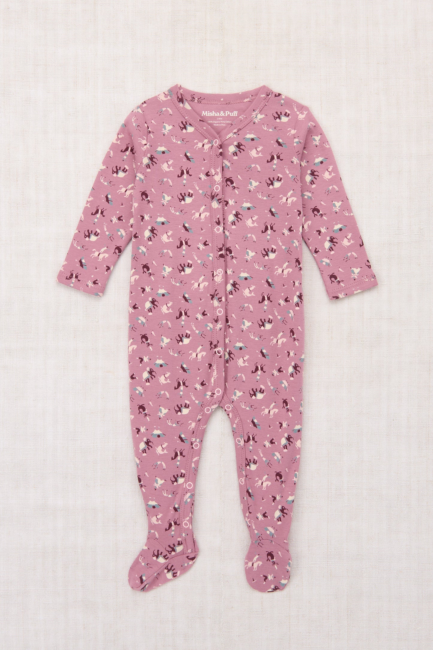 Baby Footed One-Piece - Antique Rose Circus