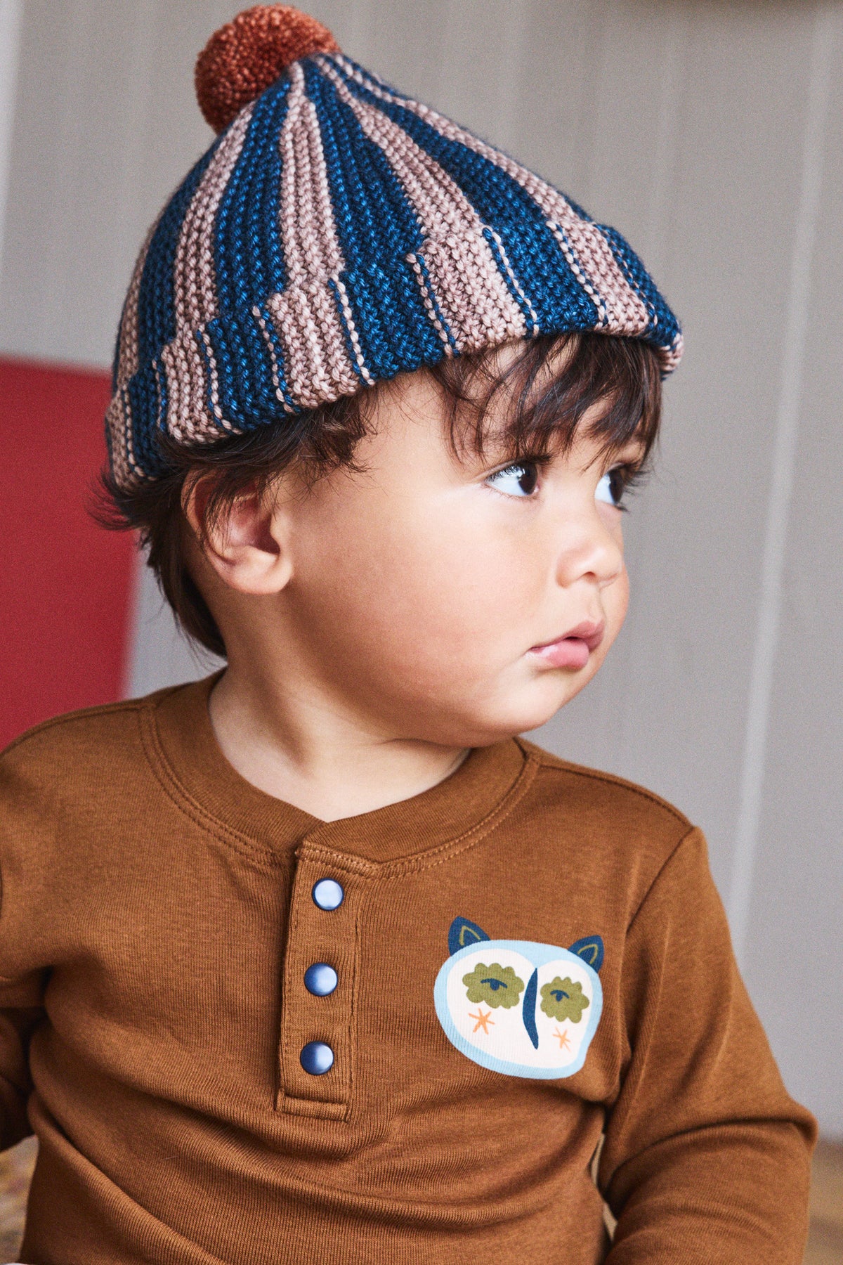 Baby Hibou Henley Top - Nutmeg