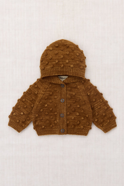 Baby Hooded Popcorn Cardigan - Nutmeg