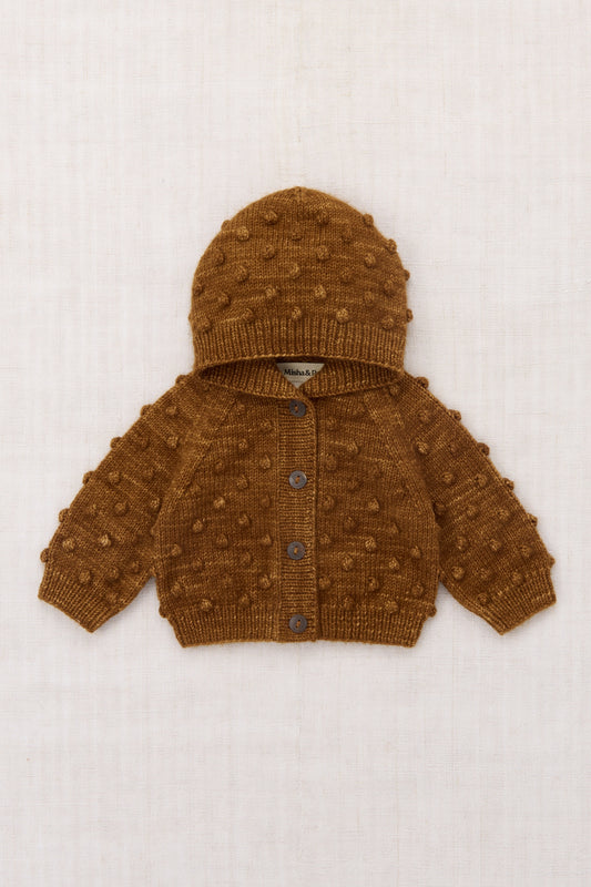 Baby Hooded Popcorn Cardigan - Nutmeg