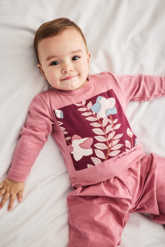 Baby Kikyo Flower Boxy Top - Antique Rose