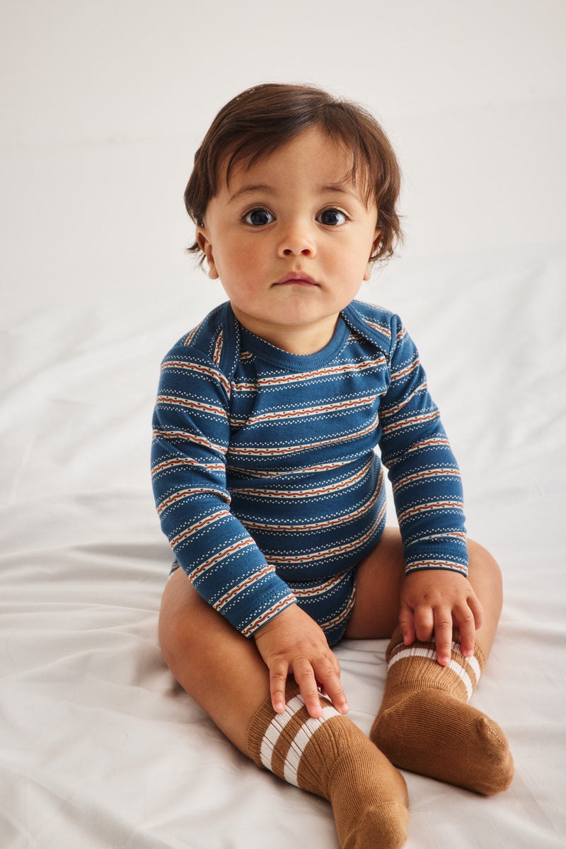 Baby Lap Onesie - Marine Blue Sgraffito