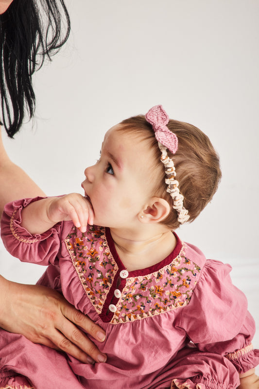 Baby Leaf Headband - Antique Rose