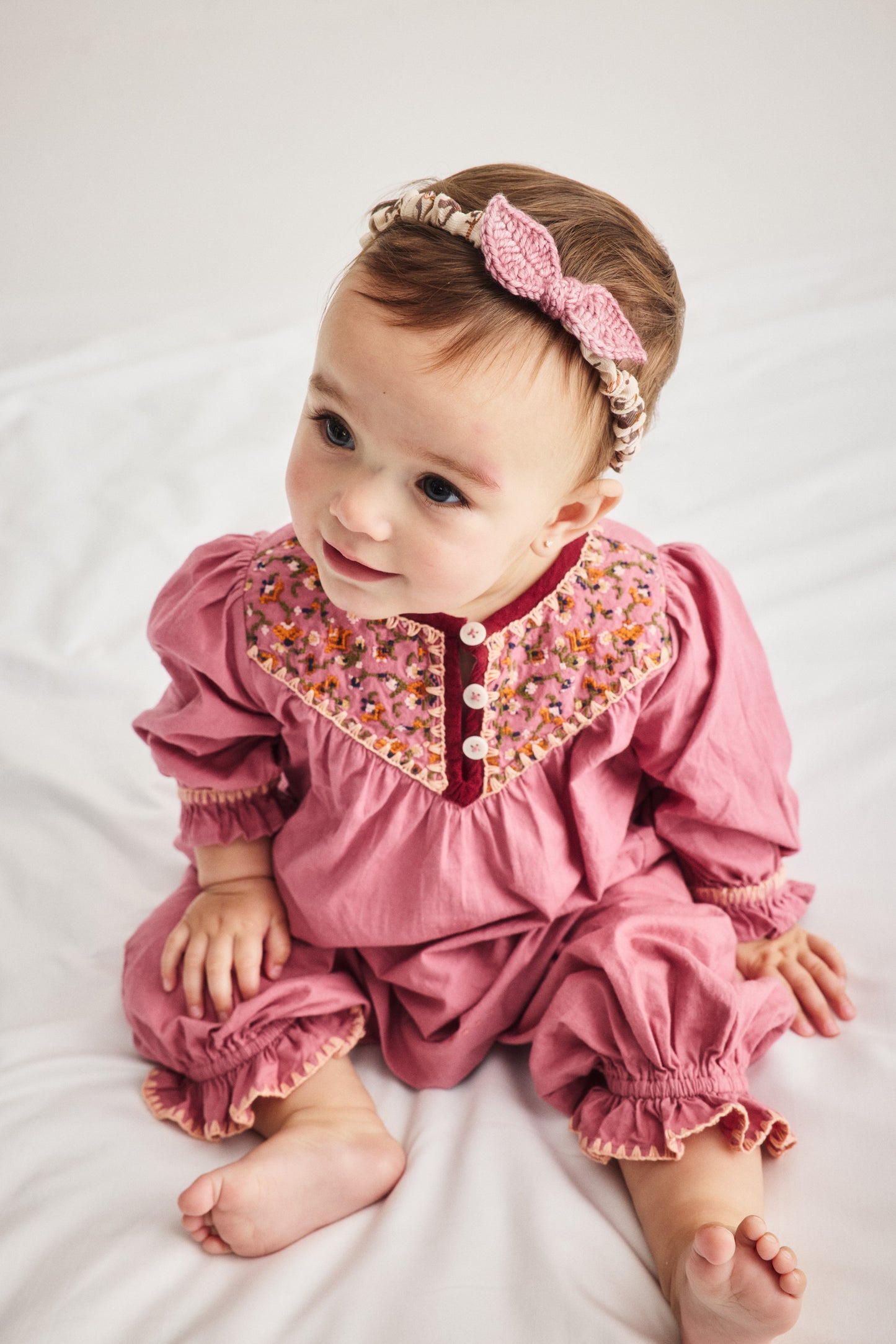 Baby Leaf Headband - Antique Rose