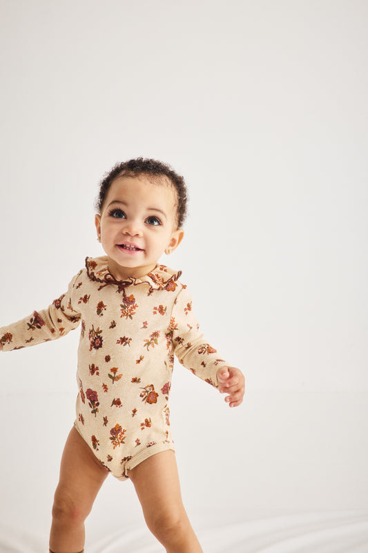 Baby Pattie Onesie - String/Antique Rose Holyoke Floral