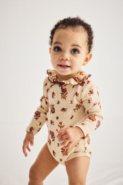 Baby Pattie Onesie - String/Antique Rose Holyoke Floral