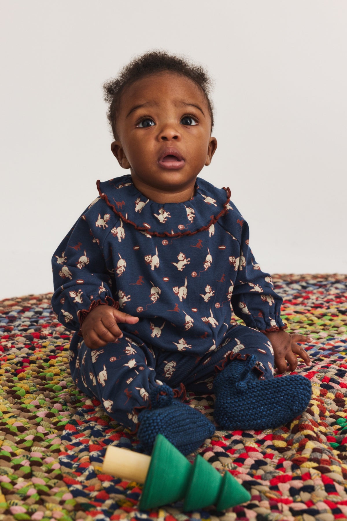 Baby Pierrot Onesie - Moonlight Cat & Mouse