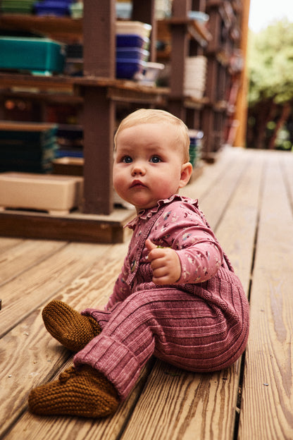 Baby Rib Longies - Antique Rose